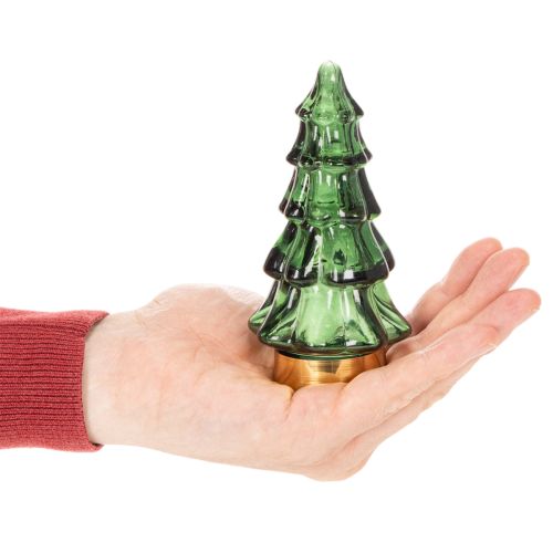Sklenený vianočný stromček s LED svetlami, stolová dekorácia, Vianoce, 13 cm, 2 kusy | Floristik24.sk