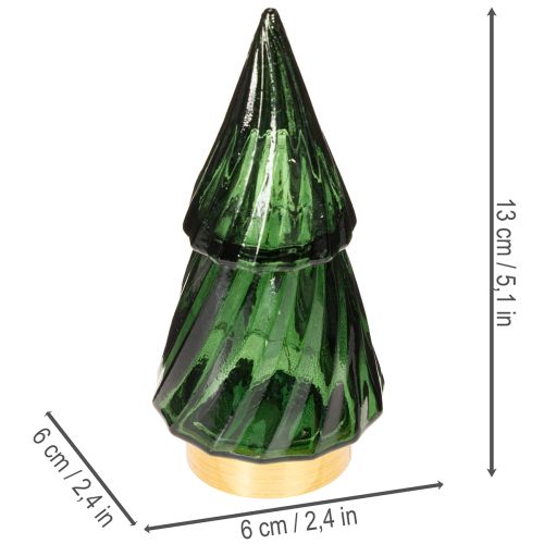 Sklenený vianočný stromček s LED svetlami, stolová dekorácia, Vianoce, 13 cm, 2 kusy | Floristik24.sk