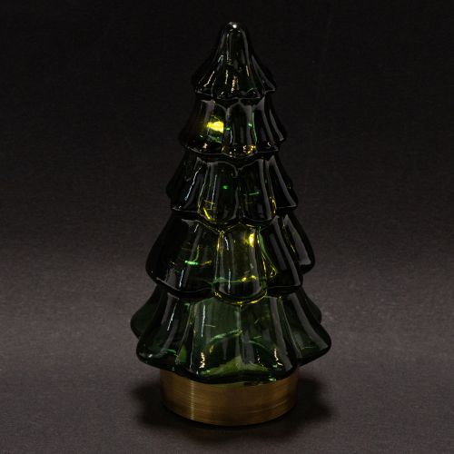 Sklenený vianočný stromček s LED svetlami, stolová dekorácia, Vianoce, 13 cm, 2 kusy | Floristik24.sk