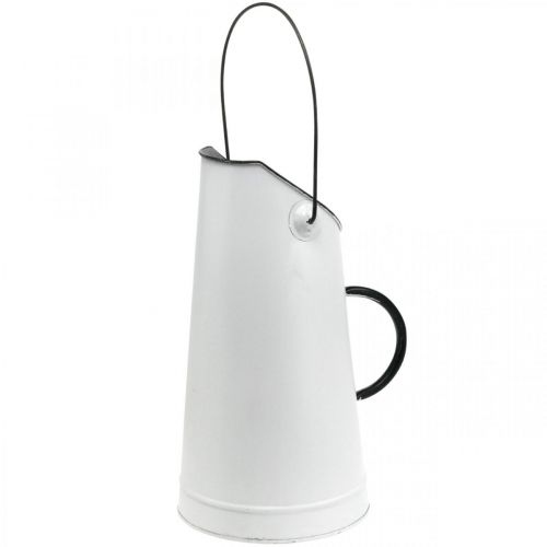 Floristik24 Deko kovový džbán, kanvička na mlieko biela, čierna V30cm