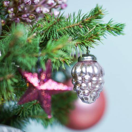 položky Mini dekorácia na vianočný stromček mix 4,5 cm strieborná, ružová 10 kusov