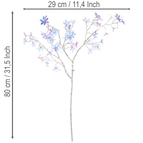 Umelý kvitnúci konár s dúhovými kvetmi, 80 cm | Floristik24.sk
