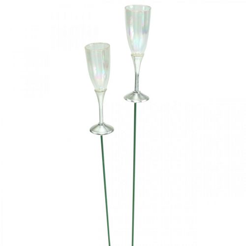 Floristik24 Mini pohár na šampanské Silvestrovská dekorácia na nalepenie 7,5cm 24ks