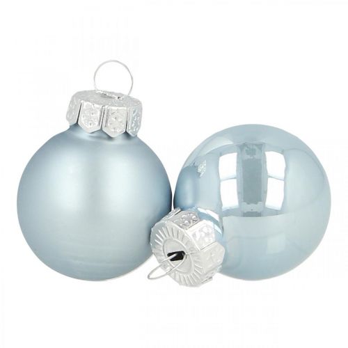 Mini vianočná guľa sklenená modrá lesklá/matná Ø2,5cm 24b