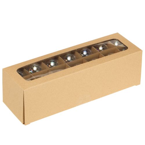 položky Mini vianočné gule, sklenené, dúhové, číre, 4 cm, 24 kusov