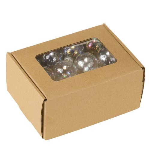 položky Mini vianočné sklenené gule, dúhové, číre, 3 cm, 22 kusov