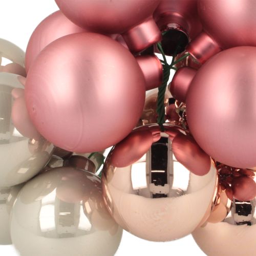 položky Mini vianočné gule zo skla, ružovo-sivý drôt Ø40mm, 32 ks