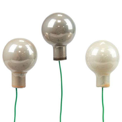 položky Mini vianočné gule krémovo šedé sklenené zrkadlové bobule Ø25mm 140 ks