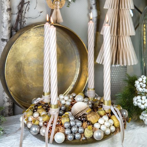 položky Mini vianočné gule krémovo šedé sklenené zrkadlové bobule Ø25mm 140 ks