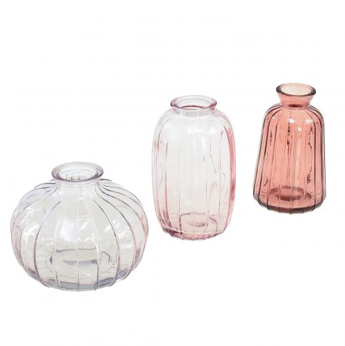 Mini vázičky sklenené dekoratívne vázy vázy na kvety V8,5–11 cm súprava 3 ks