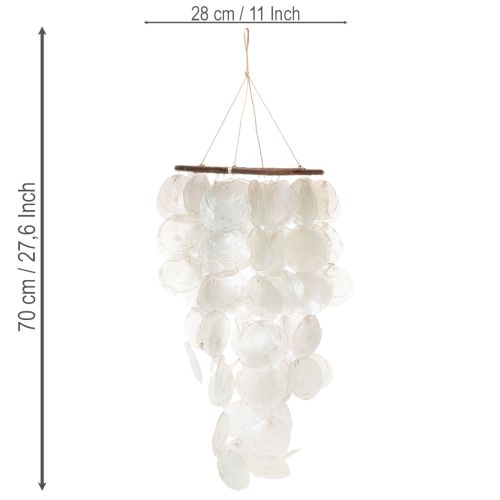 Mobilná zvonkohra Capiz, okrúhla, dlhá 70 cm, na balkón alebo do záhrady | Floristik24.sk