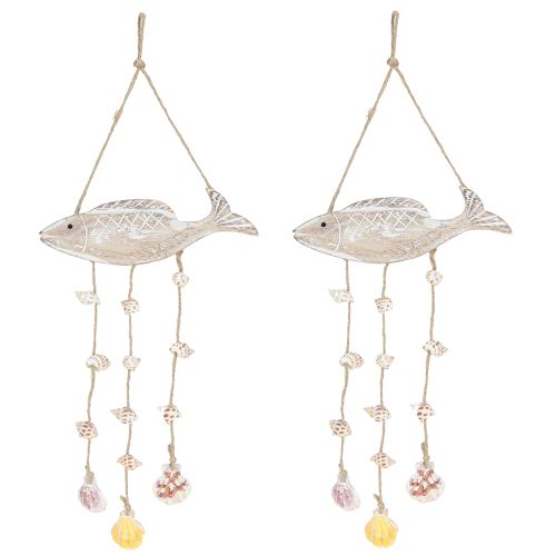 položky Mobilné námorné drevené mušle na ryby Natural White L20cm 2ks