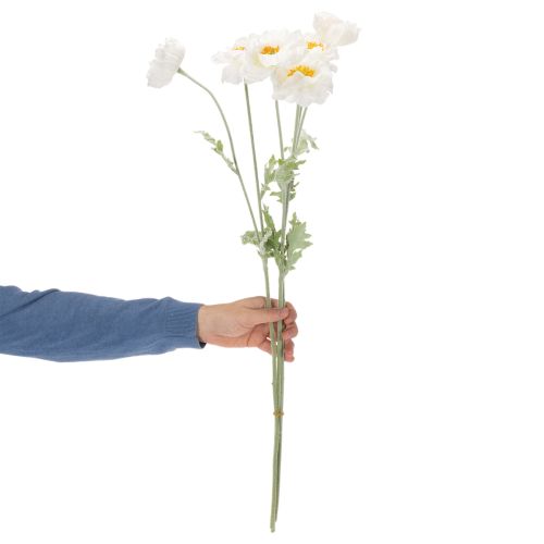 Umelý mak, biely, dlhá stonka, 78 cm, 3 kusy | Floristik24.sk