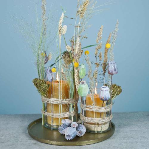 Floristik24 Umelé makové kapsuly žlté, hnedé 6ks