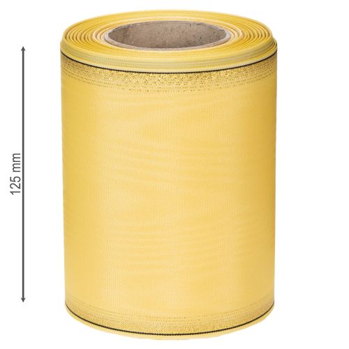 položky Moaré veniec, žltá so zlatým lemom, 125 mm x 25 m - Vysokokvalitná smútočná stuha, ozdobná stuha, mašľová stuha