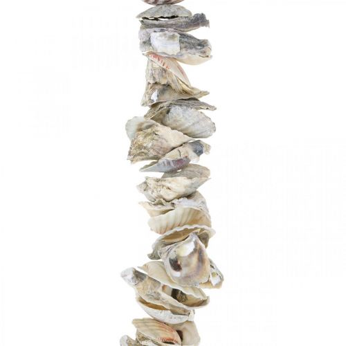 položky Girlanda s mušľami, námorná dekorácia, leto, mušľový náhrdelník prírodné farby L130cm