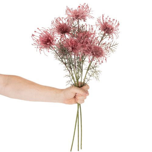 Umelý kvetinový vankúšik na iheličky, protea, kvitnúca vetvička 65 cm, 3 ks | Floristik24.sk