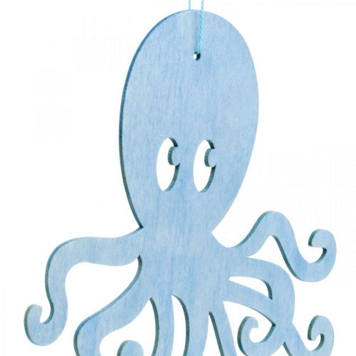 položky Chobotnica na zavesenie modrá, biela drevená chobotnica námorná letná dekorácia 8 kusov