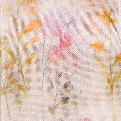 položky Organzová stuha, šifónová stuha, kvetinová, oranžová/ružová, 40 mm, 15 m