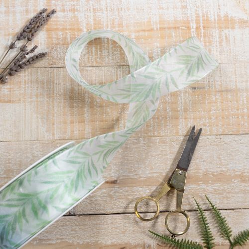 položky Organzová stuha, šifónová stuha, zelená rastlinná stuha, 40 mm x 15 m