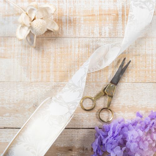 položky Organzová stuha, krémová, ozdobná stuha so srdiečkami, šírka 40 mm, dĺžka 15 m