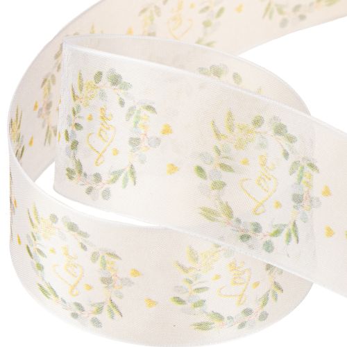 položky Organzová stuha svadobná dekoračná stuha „Láska“ biela 40mm 15m