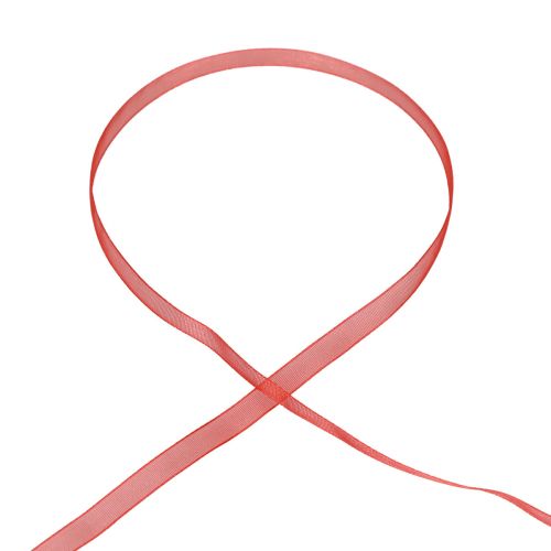 položky Darčeková stuha z organzy, červená stuha s okrajom 6 mm, 50 m