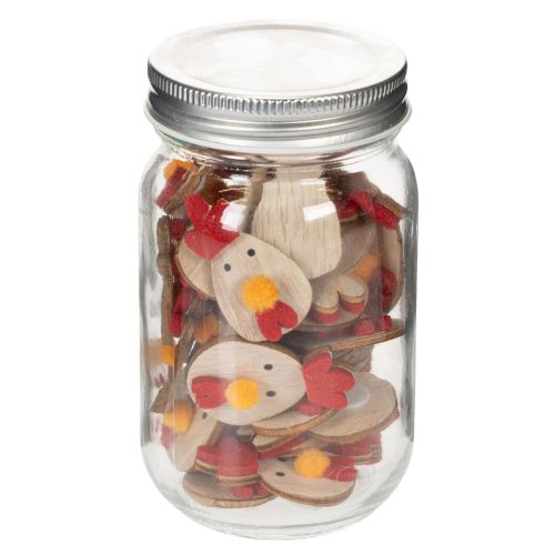 položky Drevené kuriatko s lepiacou bodkou, veľkonočná dekorácia na kreatívny stôl, vidiecky štýl, 5 cm, 36 dielikov