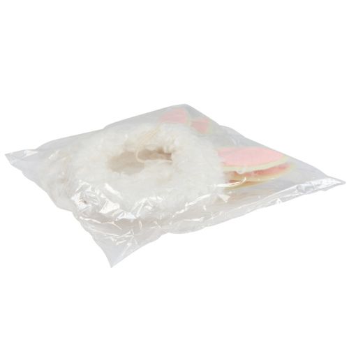 položky Veľkonočná dekorácia ozdobný prsteň králičie uši dekorácia na dvere biela Ø13cm 4ks