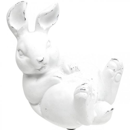 Floristik24 Veľkonočný zajačik vintage look králik ležiaci biely keramický 12,5×8×14cm