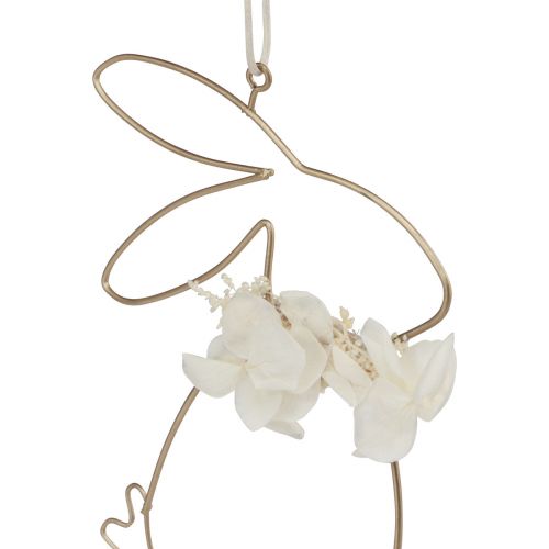 Floristik24 Veľkonočné zajačiky na zavesenie kovové kvety zlaté 10×14,5cm 4 ks