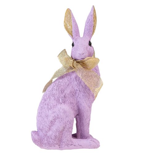 Dekorácia veľkonočného zajačika Ozdobná figúrka sediaci králik fialový zlatý V25cm