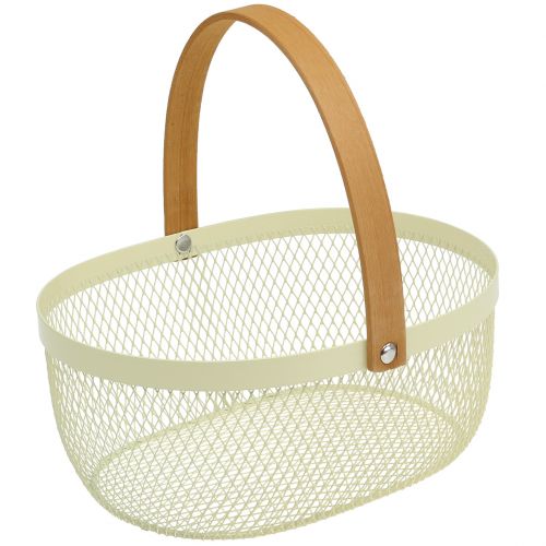 Floristik24 Veľkonočný košík vyrobený z kovového krému 23,5cm x 18cm x 10cm
