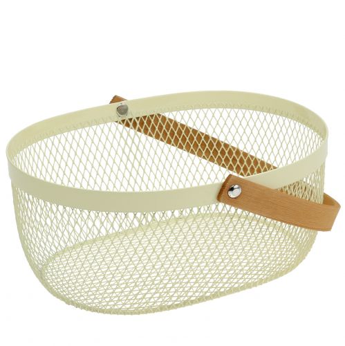 Floristik24 Veľkonočný košík vyrobený z kovového krému 23,5cm x 18cm x 10cm