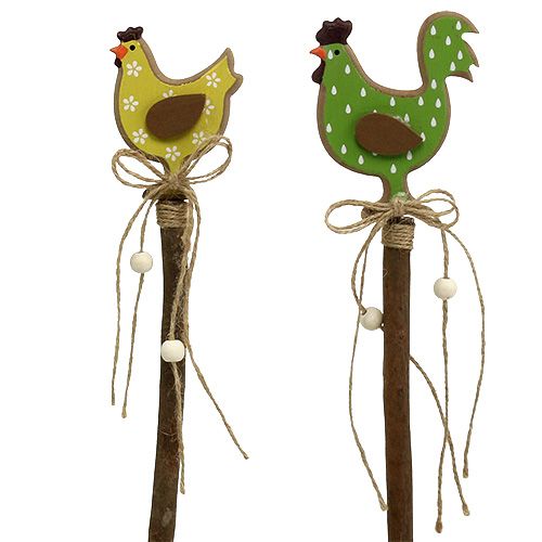 Floristik24 Veľkonočná zátka kuracia žltá, zelená 8cm L36cm 6ks