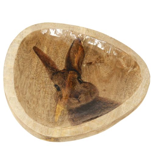 Veľkonočný tanier Drevený dekoratívny tanier Králik vo vajci Natural 25x26cm
