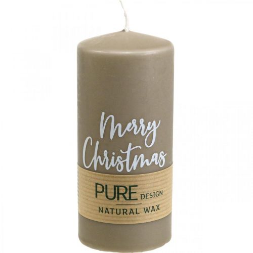 položky PURE stĺpové sviečky Merry Christmas 130/60mm voskové hnedé 4ks