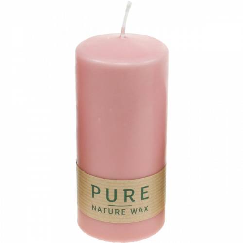 Floristik24 PURE stĺpová sviečka 130/60 dekoračná sviečka ružový prírodný vosk