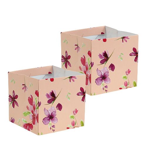 Floristik24 Papierová taška 10,5cm x 10,5cm ružová so vzorom 8ks