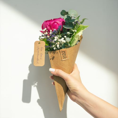 položky Papierová taška na kvety kvetinová taška kožený vzhľad 10x20cm