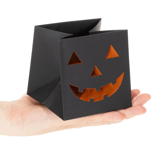 Papierové vrecko na kvetináč s tekvicovou tvárou Halloween dekorácia 10 cm 6 ks | Floristik24.sk