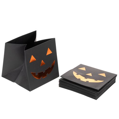 Papierové vrecko na kvetináč s tekvicovou tvárou Halloween dekorácia 10 cm 6 ks | Floristik24.sk