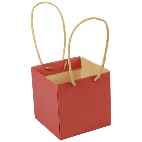 položky Papierové tašky červené s rúčkou darčekové tašky 10,5×10,5cm 8ks