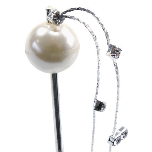 Floristik24 Deko ihlica s perlovou hlavou biela Ø15mm L12cm 6ks