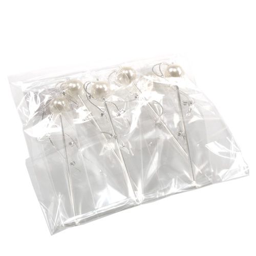 Floristik24 Deko ihlica s perlovou hlavou biela Ø15mm L12cm 6ks