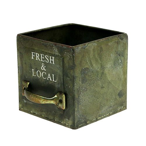 Floristik24 Rastlinná zásuvková plechová súprava 3 ks starožitné zelené