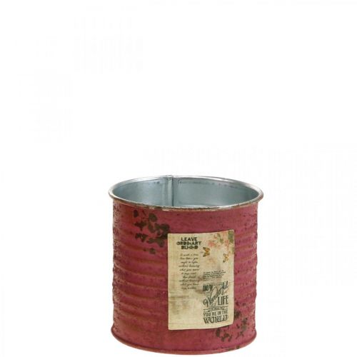 Floristik24 Kvetinová dekoračná krabička okrúhla fialová kovová vintage dekorácia Ø8cm V7,5cm