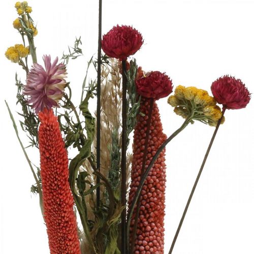 položky Kytica sušených kvetov s lúčnymi kvetmi ružová DIY sada V30-35cm