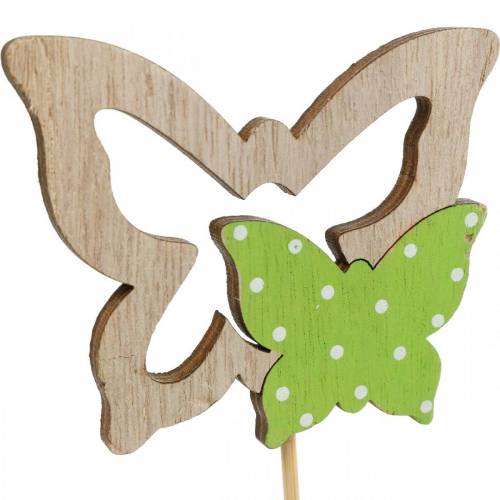 položky Rastlinná zátka motýľ na palici drevená jarná dekorácia 16ks