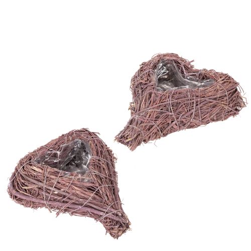 Miska v tvare srdca s vetvičkami a fóliovou vložkou na kvetinové aranžmány, 14 cm, 2 kusy kúpiť | Floristik24.sk